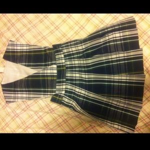 Girl's green white plaid dress school uniform